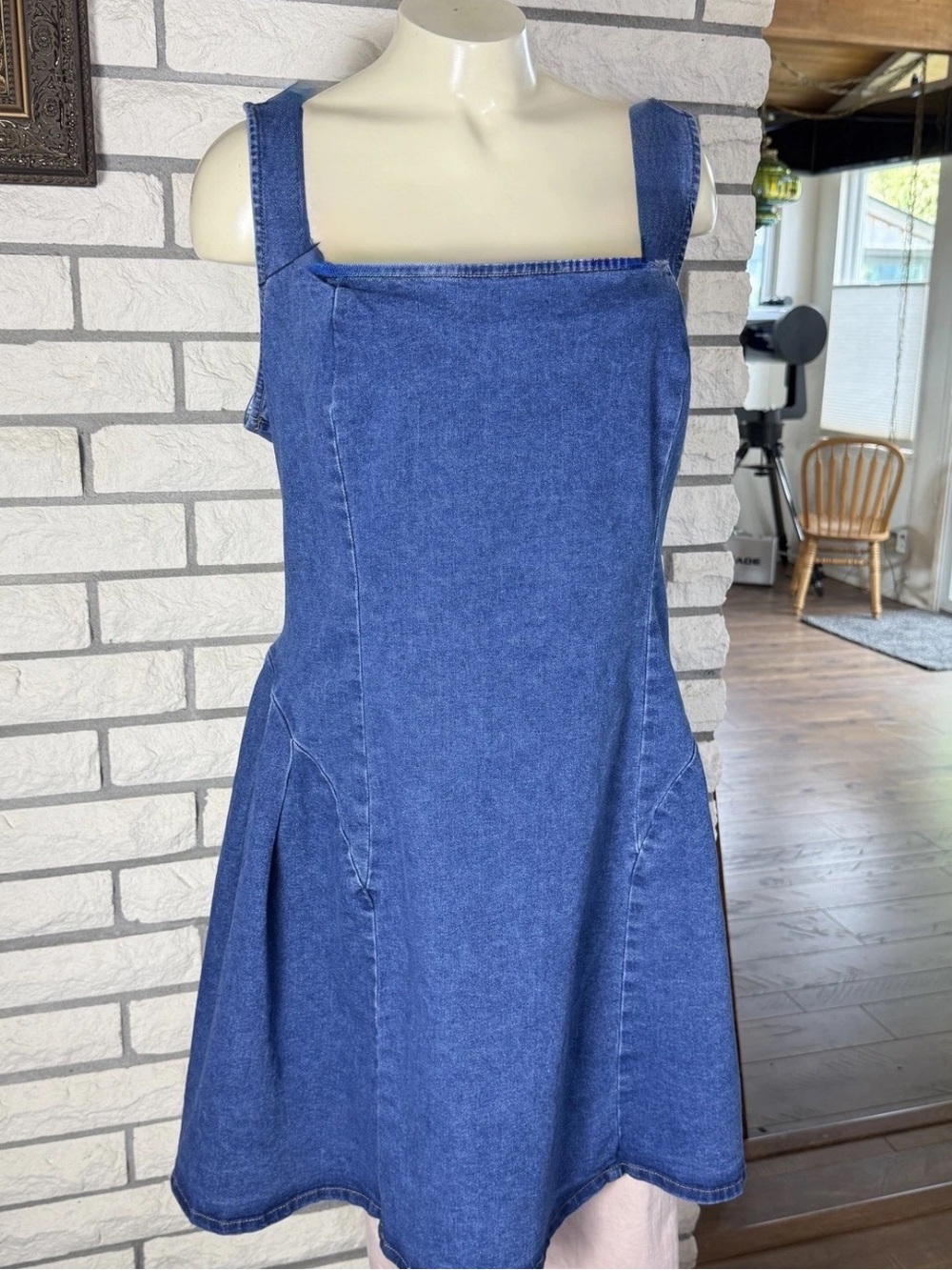 EUC Cider Denim Dress 4XL Women Demin Midi Pinafore Jumper Blue Jeans Flare